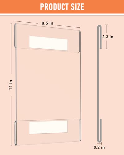 Dynta 12 Pack Acrylic Sign Holder 8.5 x 11 with Double Sided Adhesive Tape, Plastic Sign Holder Wall Mount, Memo Document Flyer Brochure Menu Holder for Display