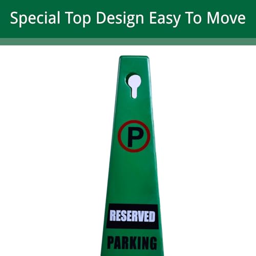 BESEA 4Pack No Parking Cone Green Caution 4 Sided No Parking Cone Reserved Parking - color: Green, size: 26.5INCH With Caution Sign