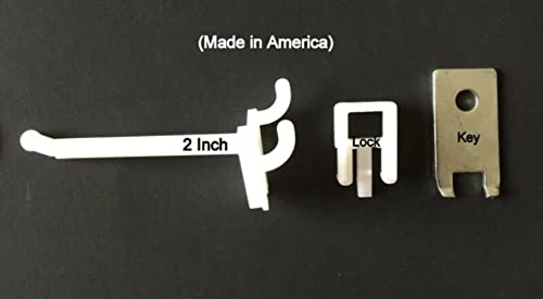 ProCraft 20 Locks 2 Keys 2" Locking White Plastic Peg Hooks for Pegboard