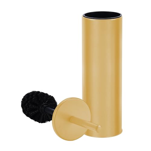 Deep & Sturdy Toilet Bowl Brush with Holder - Durable Scrubbing - Toilet Cleaners - Household Essentials - Bathroom Cleaner - Cleaning Supplies - Household Supplies, Matte Gold - color: Matte Gold