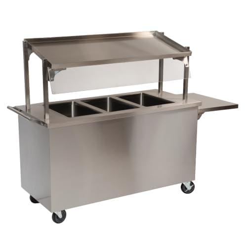 Commercial Meal Cart, 3-Well Stainless Steel, 78”W x 26”D x 58 3/4”H