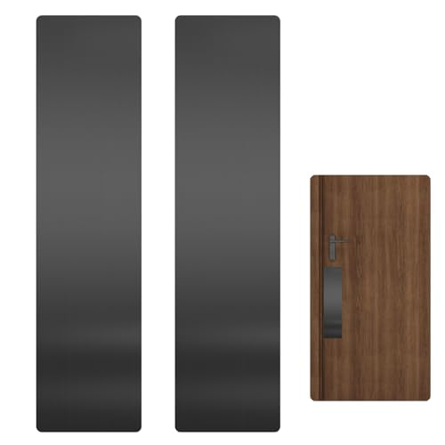 2 Pcs Door Scratch Protection Plate 3" x 12", Stainless Steel Push Plate, Self Adhesive Kickplate for Interior, Exterior Doors (Brushed Black) - color: Black