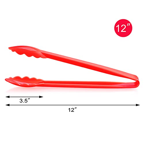 New Star Foodservice 35544 Utility Tong, 12 inch, Red, Set of 12 - color: Red (Set of 12)