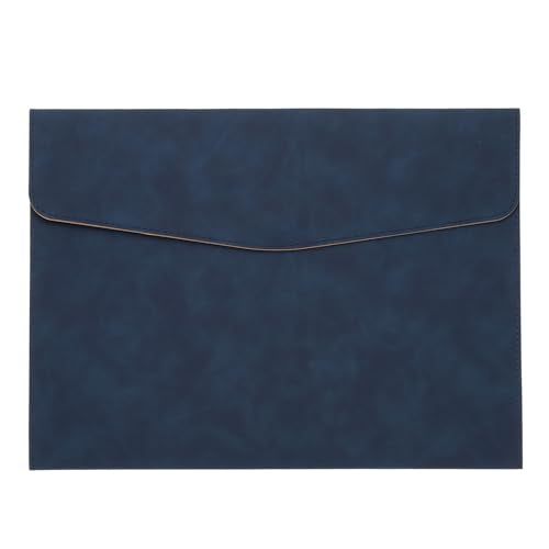 PATIKIL PU Leather A4 File Folder, Document Holder Filing Organizer Portfolio Envelope Folder Case with Snap Closure for Letter Receipt, Blue - color: Blue