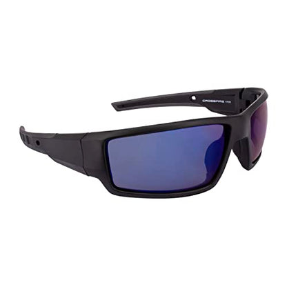 Crossfire Safety Glasses - color: Matte Black / Blue Mirror