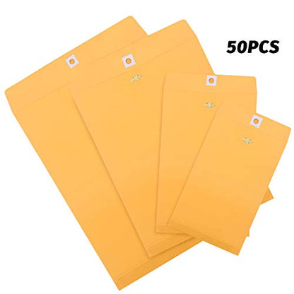 Frienda 4 Sizes Clasp Manila Envelopes, 50 Pcs Kraft Clasp Envelope, Yellow - color: Yellow, size: 5 x 7 In, 6 x 9 In, 9 x 12 In, 10 x 13 In