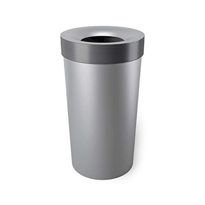 Umbra Vento Kitchen Trash Can, Open Top Bin, 16.5 Gallon, Grey/Nickel - color: Grey/Nickel