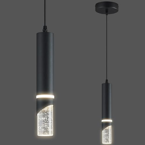 Modern Dimmable Led Pendant Lights Kitchen Island, Ideal for Living Room, Bedroom,Sink 6w LED Crystal Energy-Saving Hanging Lamp for Cozy Lighting (Black 1-Pack) - size: 1-Pack