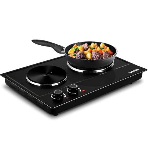 CUSIMAX Hot Plate, 1800W Electric Burner Double Hot Plate for Cooking,Black - color: Black, size: Double