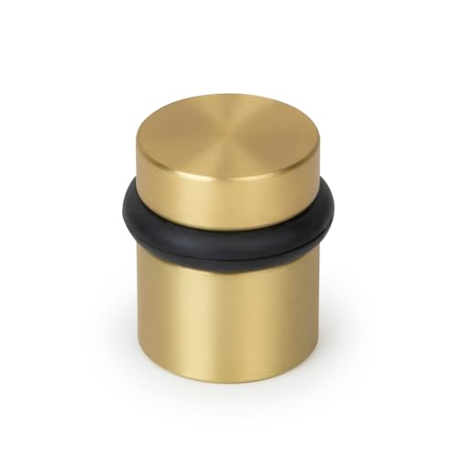 Floor Door Stop Heavy Duty Solid Brass, Satin Brass, 1.5 in Door Stopper - color: Satin Brass, size: 1 Pack