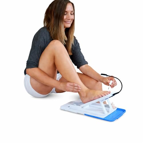 Standard At-Home Pedicure Kit & Foot Rest – Adjustable Pedicure Station for Toenail Care, Trimming, Filing & Nail Polish – Comfortable DIY Foot & Nail Care (Blue)