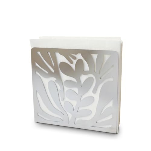 Stainless Steel Silver Modern Art Leaves Silhouette Tabletop Napkin Holder For Table/Freestanding Tissue Dispenser - color: Silver (Stainless steel)