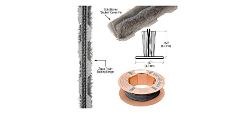 CRL Z78374C 100ft Roll Zipper Pile Weatherstrip, 0.450" Pile Height, 0.270" Backing Width-Gray