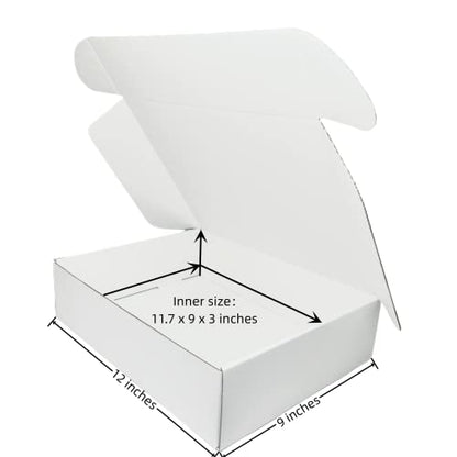 Small Corrugated Mailer Boxes 12x9x3 Inches (White,Pack of 5) - size: 12 x 9 x 3 Inch (Pack of 5)