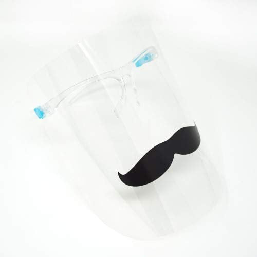 ArtToFrames Protective Face Shield 5 Pack, Kids Mustache Design, Fully Transparent Face and Eye Protection from Droplets and Saliva with Reusable Glasses and Replaceable Shield PPE - color: Kids Mustache, size: 5 Pack