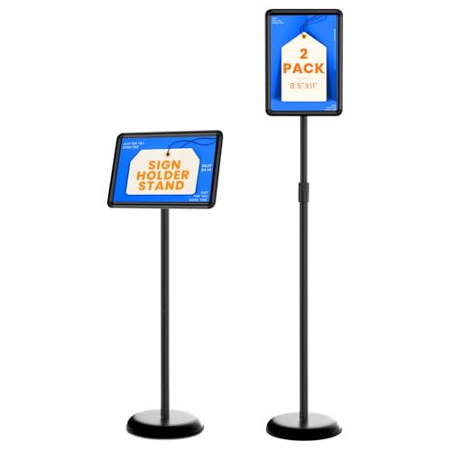 Sign Holder Stand, 8.5x11 Sign Stand for Display, 2-Pack, Black - size: 8.5*11 Chamfer 2Pack