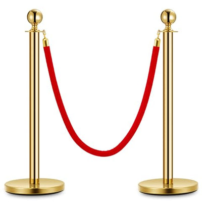 Red Carpet Ropes and Poles 2 Gold Stanchion Posts + 1 x Red Velvet Ropes - size: 2 Post I 1 Rope
