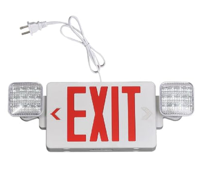 GZRUIYANG Exit Sign with Emergency Lights Red, LED Emergency Exit Light with Battery Backup, UL 924 Certified, AC 120V, Commercial Emergency Lights Combo with Plug, Red - color: White Housing Red Letter + Plug, size: 1 Pack