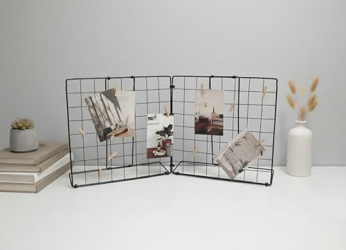 Double-Sided Foldable Desktop Photo Display Board Black - color: Black