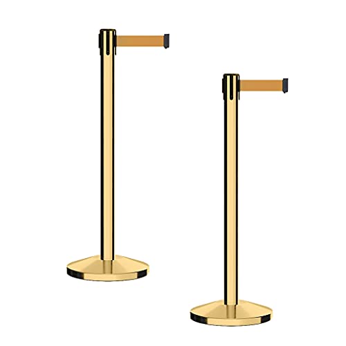 CCW Series RBB-100 Retractable Belt Barrier Stanchions, 2-Pack, 7.5 Ft - color: Brown, size: 7.5 Foot
