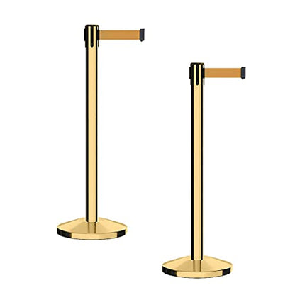 CCW Series RBB-100 Retractable Belt Barrier Stanchions, 2-Pack, 7.5 Ft - color: Brown, size: 7.5 Foot