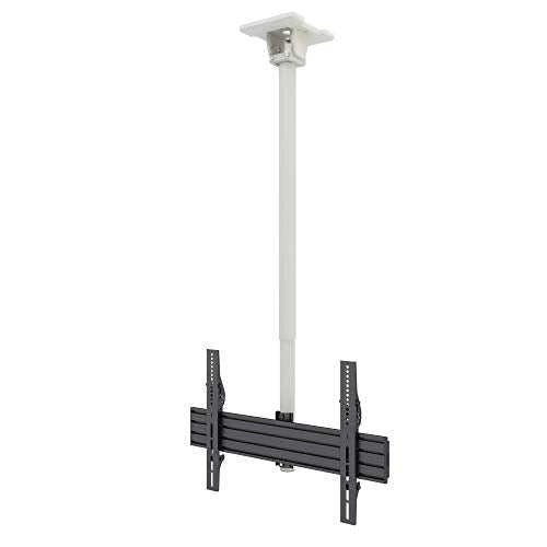 Kanto CM600W Telescoping Ceiling TV Mount for 37 to 70-inch TVs | Hanging TV Bracket with 23" of Height Adjustment | Tilt & Swivel Design | 360° Rotation | Hidden Cable Management | White - style: Indoor - For 37" to 70" TVs - White