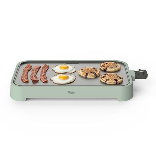 Martha Stewart 12"x 22" XL Electric Griddle, Ceramic Nonstick Flat Top - color: Honeydew Green