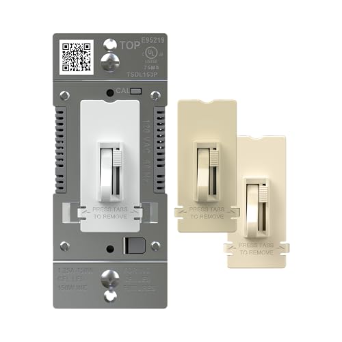 Legrand 150W Toggle LED Dimmer Light Switch Flicker-Free Light Almond 1Pack