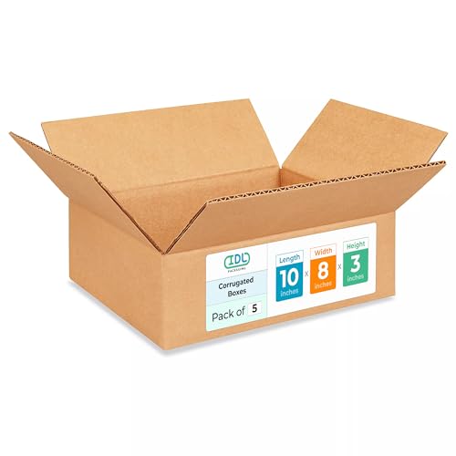 Medium Moving & Shipping Boxes 10 x 8 x 3 inches (5-Pack) - Extra Strength 200 lb vs Regular - Corrugated Packing Boxes - Corrugated Box - Packing Box for Moving Medium Volume by IDL Packaging - size: 10 * 8 * 3" (Medium Boxes)
