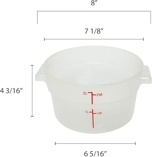 TrueCraftware- 2 Quart Round Food Storage Container Translucent Polypropylene- Commercial Reusable Food Container Canister with Measurement Markings for Meal Prep Pantry Kitchen - color: 2 Quart