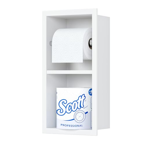 Neodrain White Recessed Toilet Paper Holder,Dual Rolls - color: White, size: 6X12In