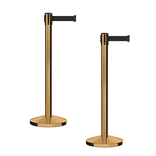 CCW Series RBB-100 Retractable Belt Barrier Stanchions, 2 Pack, 7.5 Ft - color: Black, size: 7.5 Foot