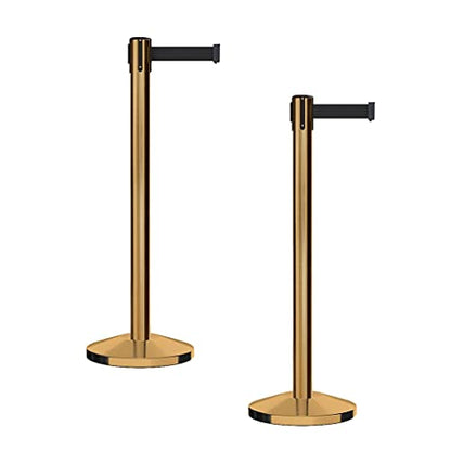 CCW Series RBB-100 Retractable Belt Barrier Stanchions, 2 Pack, 7.5 Ft - color: Black, size: 7.5 Foot