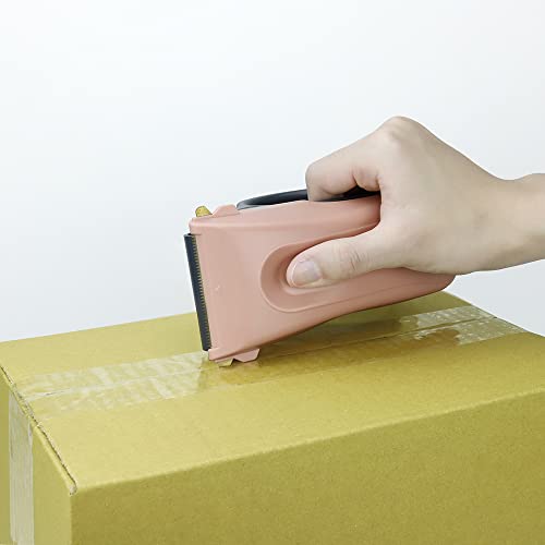 ABEL Duet 2-in-1 Packing Tape Dispenser & Splitter, Pink, 2 Inch Wide Ergonomic Tape Gun, Built-in Safety Tape Splitter, Shipping Moving Mailing Box Sealing Carton Packaging, Lightweight Tape Cutter - color: Pink