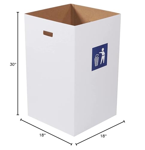 Box USA 40 Gallon 18" L x 18" W x 30" H 10-Pack Cardboard Trash Cans and Recycling Bins, Reusable or Disposable Pop Up Garbage Boxes for Parties, Outdoor Events, Heavy Duty, Waste - size: 40 Gallon 10-Pk, style: Waste