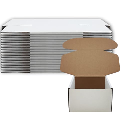 5x5x3 inch Shipping Boxes Set of 25, White Corrugated Cardboard Mailer Box - size: 5x5x3 -25 Pack