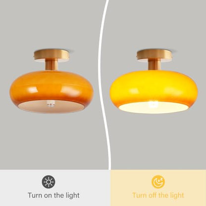 Orange Glass Close to Ceiling Light Fixtures Gold Flush Mount Light - color: Flush-Orange2
