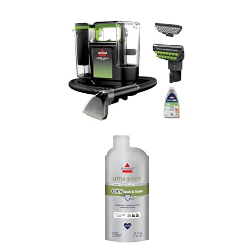BISSELL Little Green Max Pet Portable Carpet and Upholstery Deep Cleaner + NEW BISSELL Little Green Pro Oxy Spot & Stain Super Concentrate Cleaning Formula for Portable Deep Cleaners - style: LG Max Pet + Super Concentrate