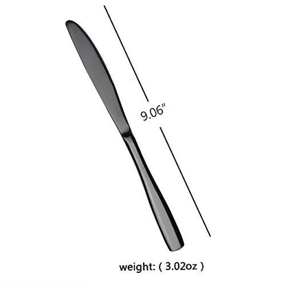 Teyyvn 16-Piece Black Stainless Steel Dinner Knives, Cutlery Table Knives