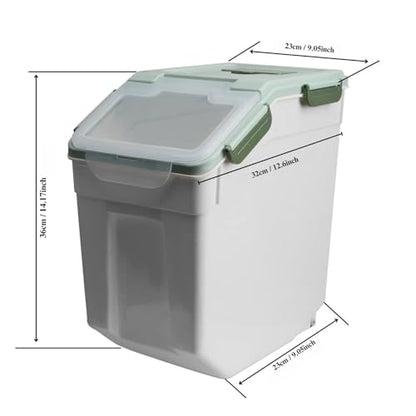 Rice Storage Container 25 lbs, 2 Packs Large Flour Storage Containers with Seal Locking Lid & Wheels, BPA Free Rice Dispenser, Measuring Cup | Scoop, for Sugar Cereal Dry Food -Green - color: 2Pcs 25LB Green