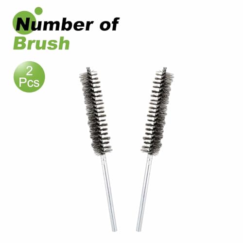HARFINGTON 2pcs Wire Bore Brush 8 x 13/16" 1/4 Inch Shank Stainless Steel Bristles Cleaning Brush for Clean Car Part Tube Kitchen Garage - size: 8 x 13/16"