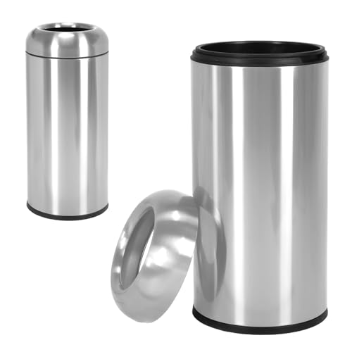 16 Gallon Large Trash Can with Detachable Lid Indoor Use Stainless Steel Garbage Can Wear Resist Commercial Big Garbage Bin for Office Bedroom Restaurant