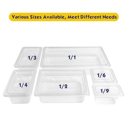 BIEAMA 6 Pack 1/3 Size 6" Deep NSF Polycarbonate Food Pans with Lids - color: 1/3 Size, size: 6" Deep