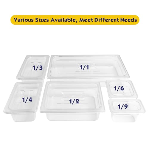 BIEAMA 6 Pack 1/3 Size 4" Deep NSF Polycarbonate Food Pans with Lids - color: 1/3 Size, size: 4" Deep