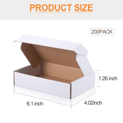 Qilery 200 Pcs 6.1 x 4.02 x 1.26 Inches Mailing Boxes White Mailer Boxes - size: 6.1 x 4.02 x 1.26 Inches
