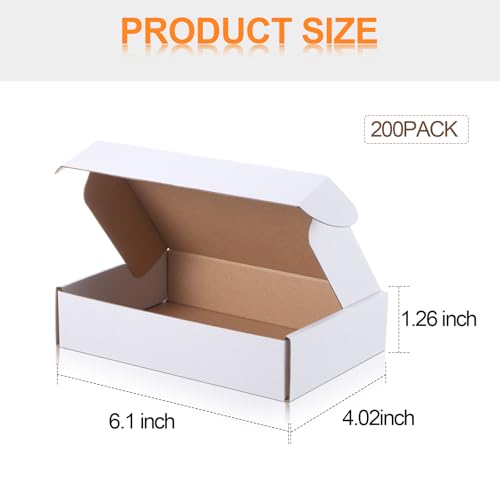Qilery 200 Pcs 6.1 x 4.02 x 1.26 Inches Mailing Boxes White Mailer Boxes - size: 6.1 x 4.02 x 1.26 Inches