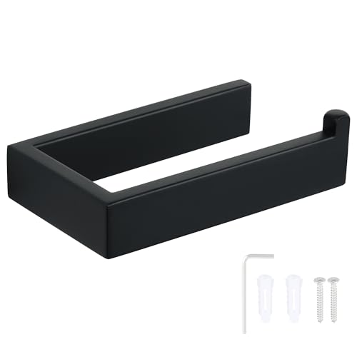 Sayayo Matte Black Toilet Paper Holder Wall Mount, RV Toilet Tissue Holder - color: Black - Drilling