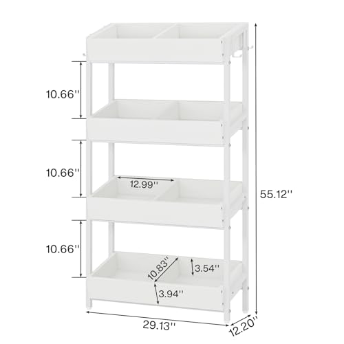 Tribesigns 4-Tier Retail Display Rack Stand, Wooden Snack Candy Rack, Wood Chips Shelf, Chips Rack Display, Heavy-Duty Wood Metal Concession Stands,Storage Shelf Organizer for Potato Chip (2, White) - color: White