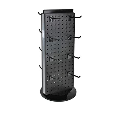Azar Displays 700508-BLK-4B16 8-Inch W by 20-Inch H Revolving Black Pegboard Counter Display with 16-Pack of 4 inch Locking Hooks, Black - color: Black, style: Pegboard + Hooks