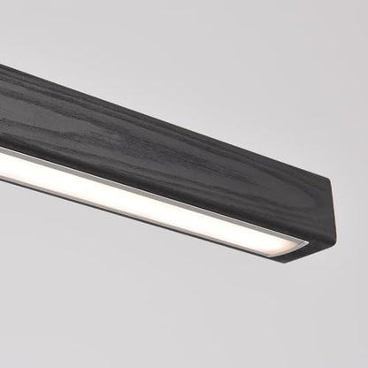 YISDESIGN 39" Black Linear Pendant Light Wooden Led Modern Linear Chandelier Ceiling Hanging Dimmable Pendant Lights for Dining Room Kitchen Island Pool Table Lights Black Wood Finish - color: Black, size: 39in